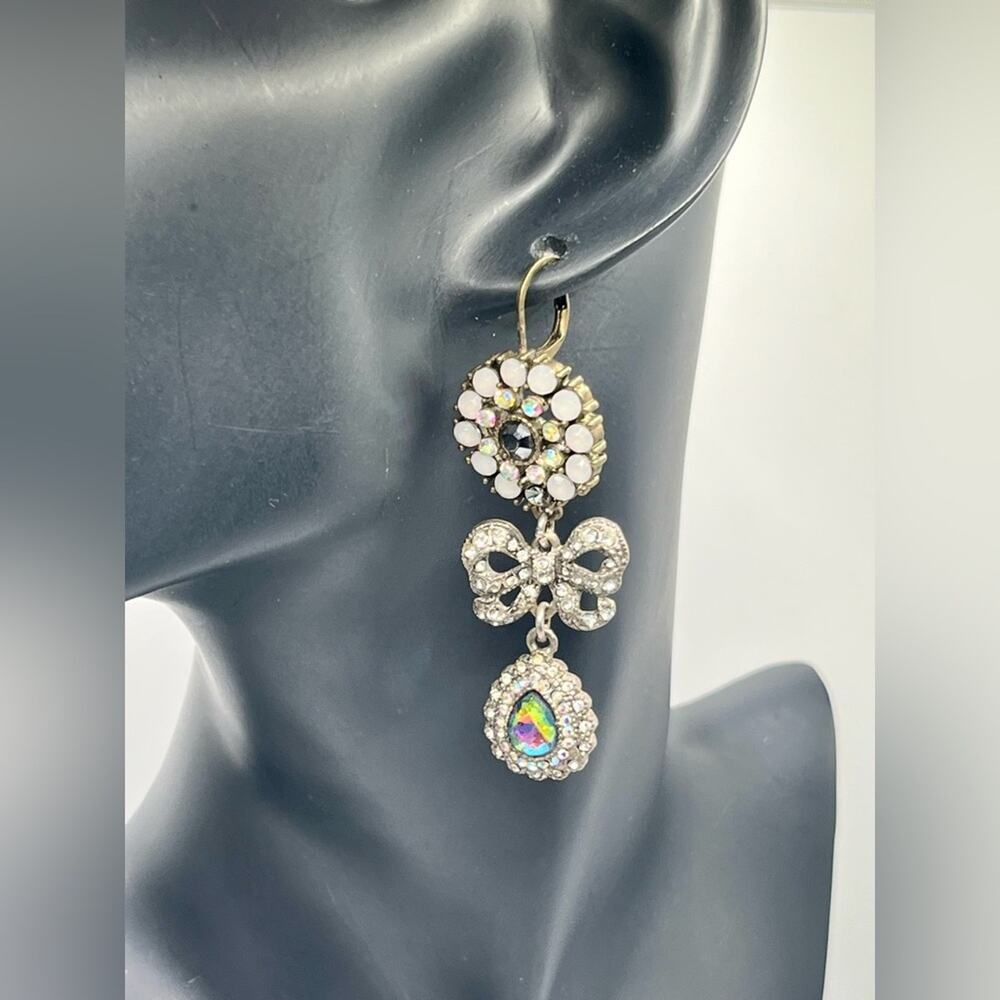 Vintage Betsey Johnson White Out Mix Bow Earrings